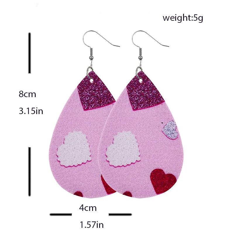 1 Pair Casual Elegant Heart Shape Pu Leather Drop Earrings