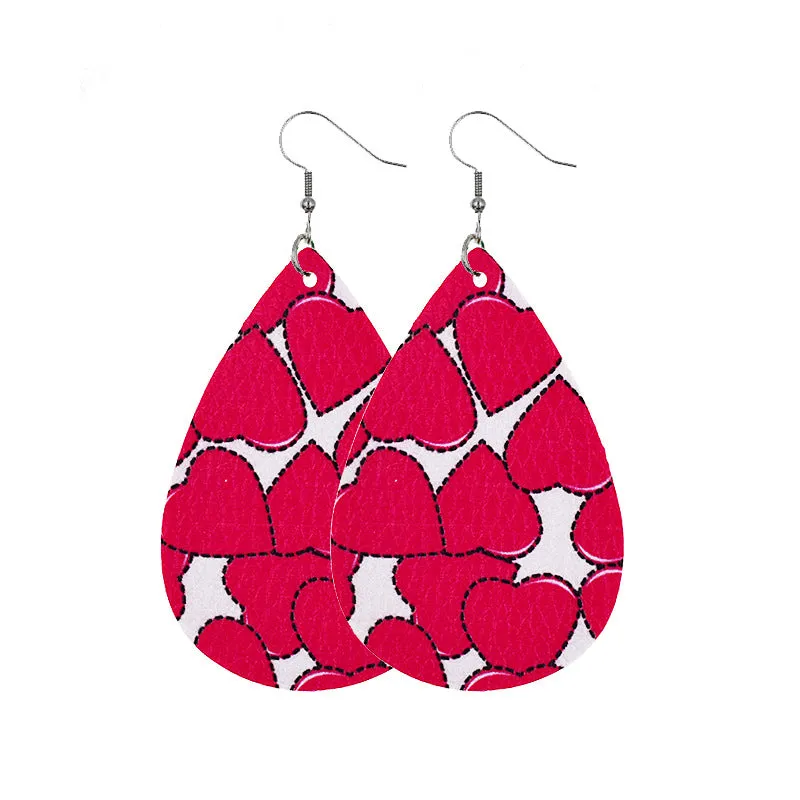 1 Pair Casual Elegant Heart Shape Pu Leather Drop Earrings