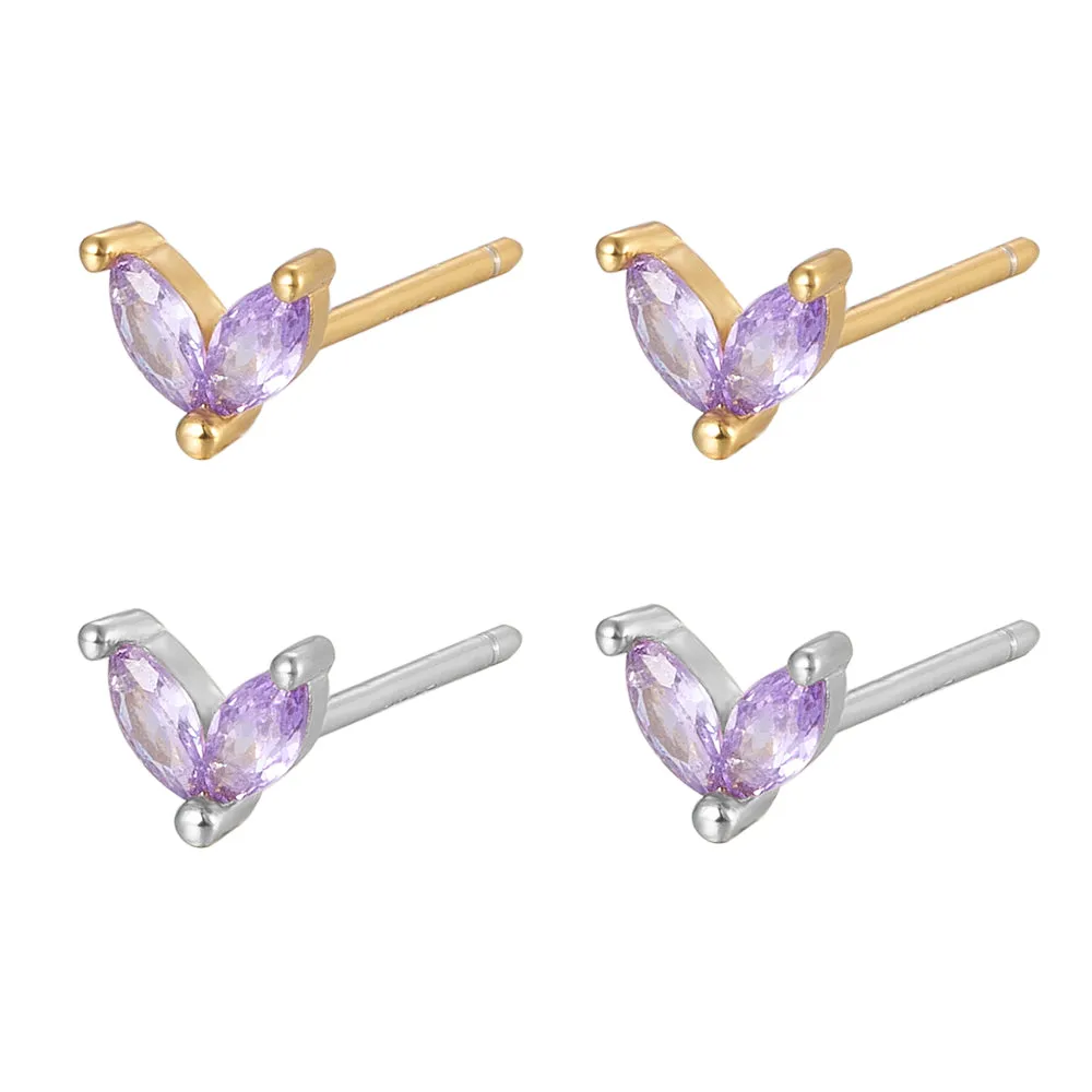 1 Pair Cute Heart Shape Plating Inlay Sterling Silver Zircon 18k Gold Plated White Gold Plated Ear Studs Ear Hook