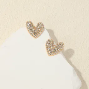 1 Pair Cute Romantic Heart Shape Plating Inlay Alloy Rhinestones Ear Studs