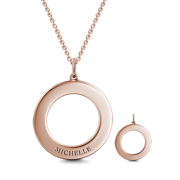 10K/14K Gold Personalized Engravable Disc Necklace Adjustable 16”-20”-White Gold/Yellow Gold/Rose Gold
