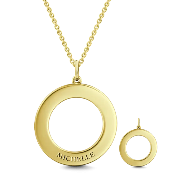 10K/14K Gold Personalized Engravable Disc Necklace Adjustable 16”-20”-White Gold/Yellow Gold/Rose Gold