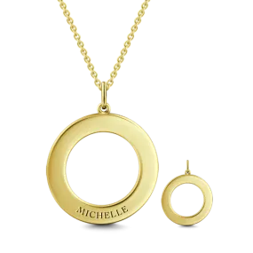10K/14K Gold Personalized Engravable Disc Necklace Adjustable 16”-20”-White Gold/Yellow Gold/Rose Gold