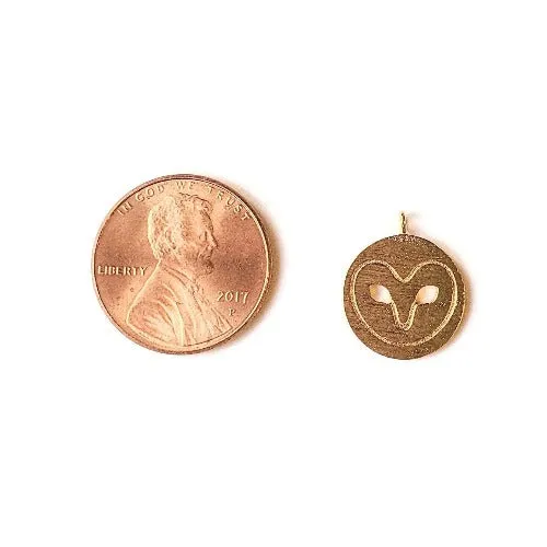 14K Brushed Gold Owl Face Charm