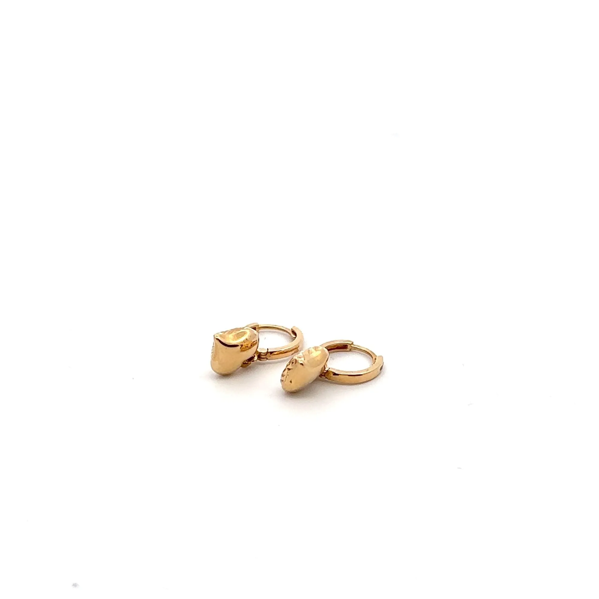 18K Gold Earrings Hoops Dangle Heart