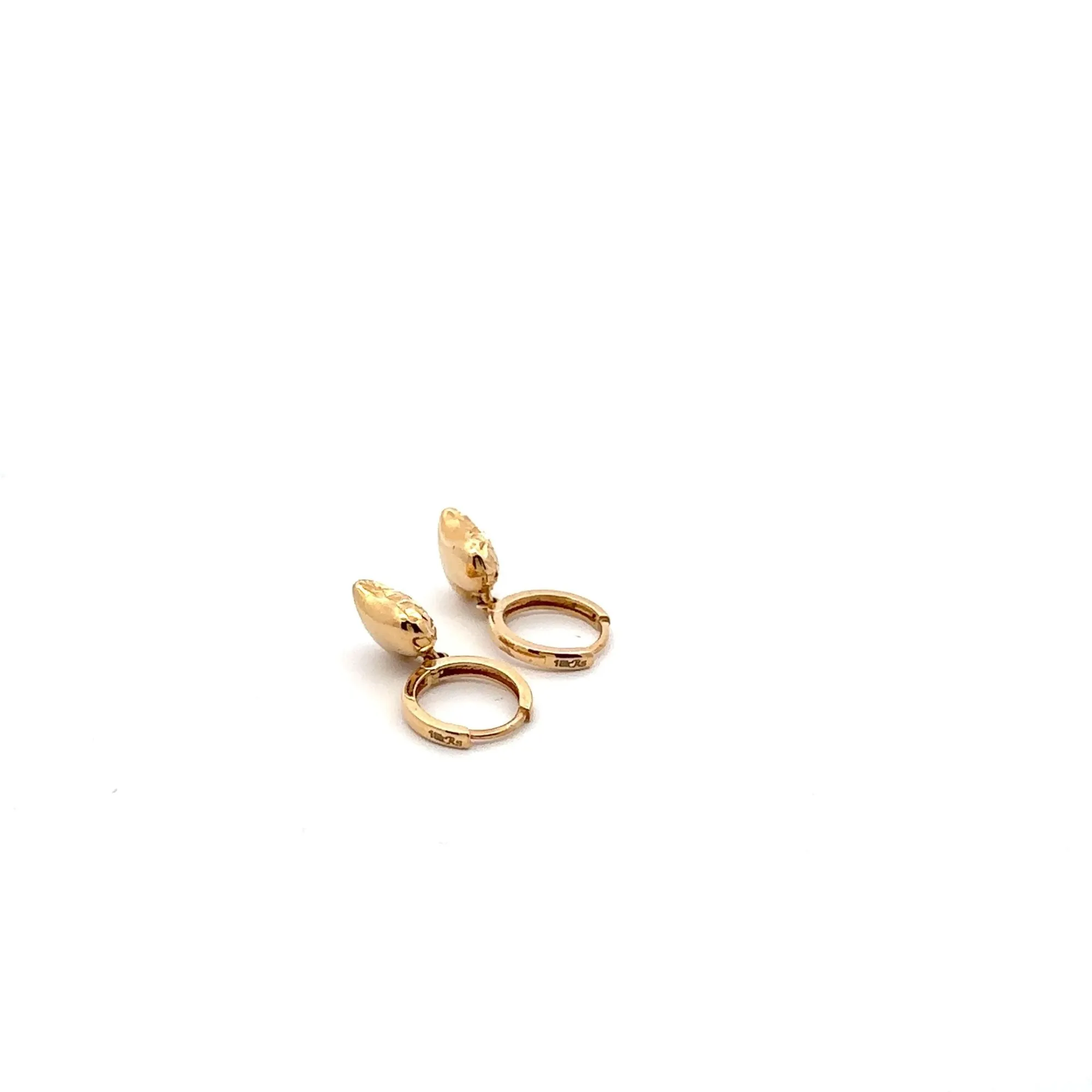 18K Gold Earrings Hoops Dangle Heart