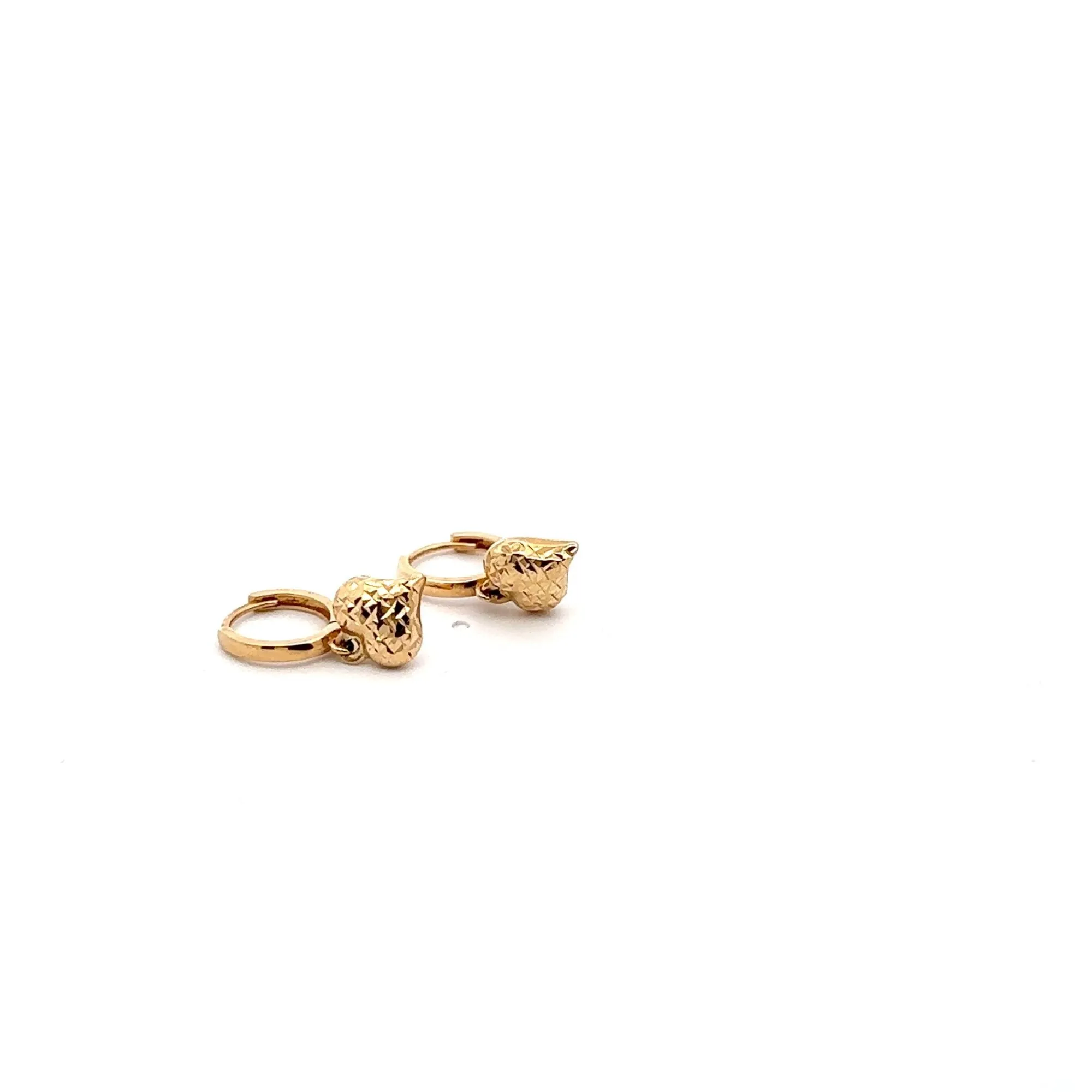 18K Gold Earrings Hoops Dangle Heart