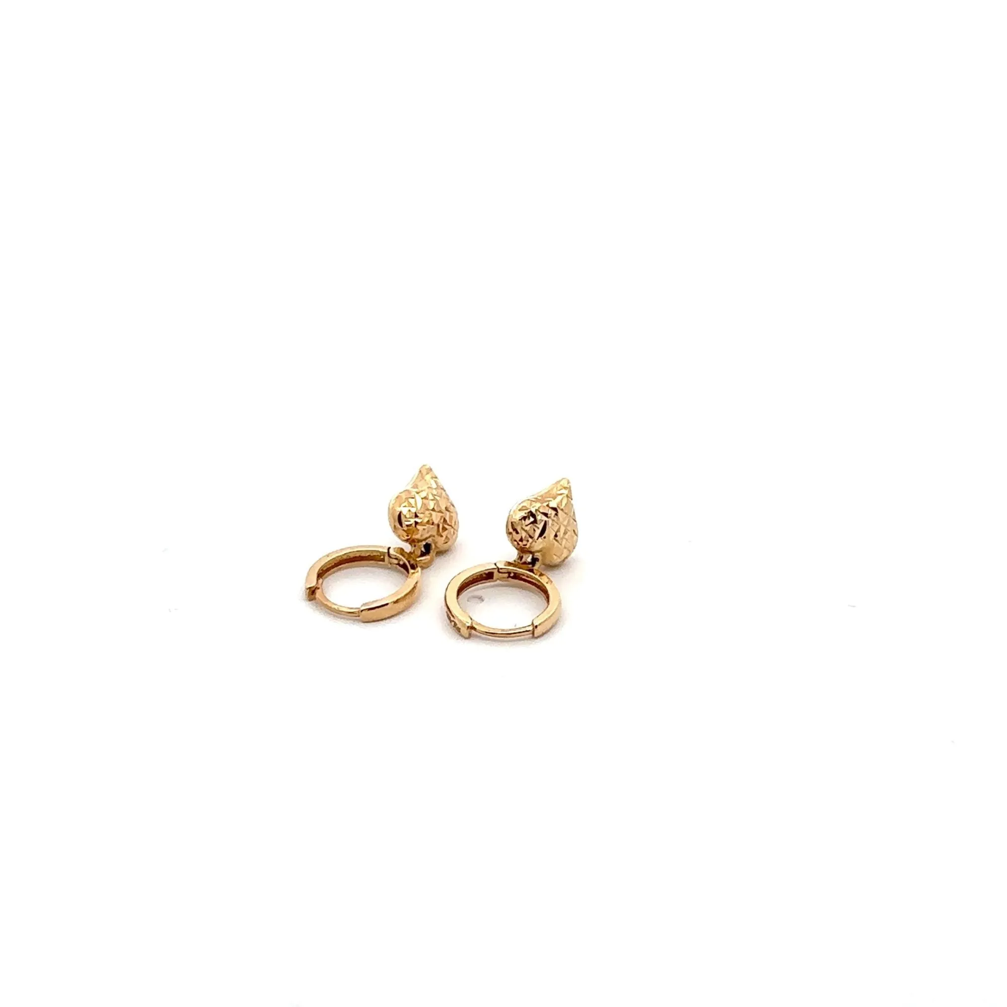 18K Gold Earrings Hoops Dangle Heart