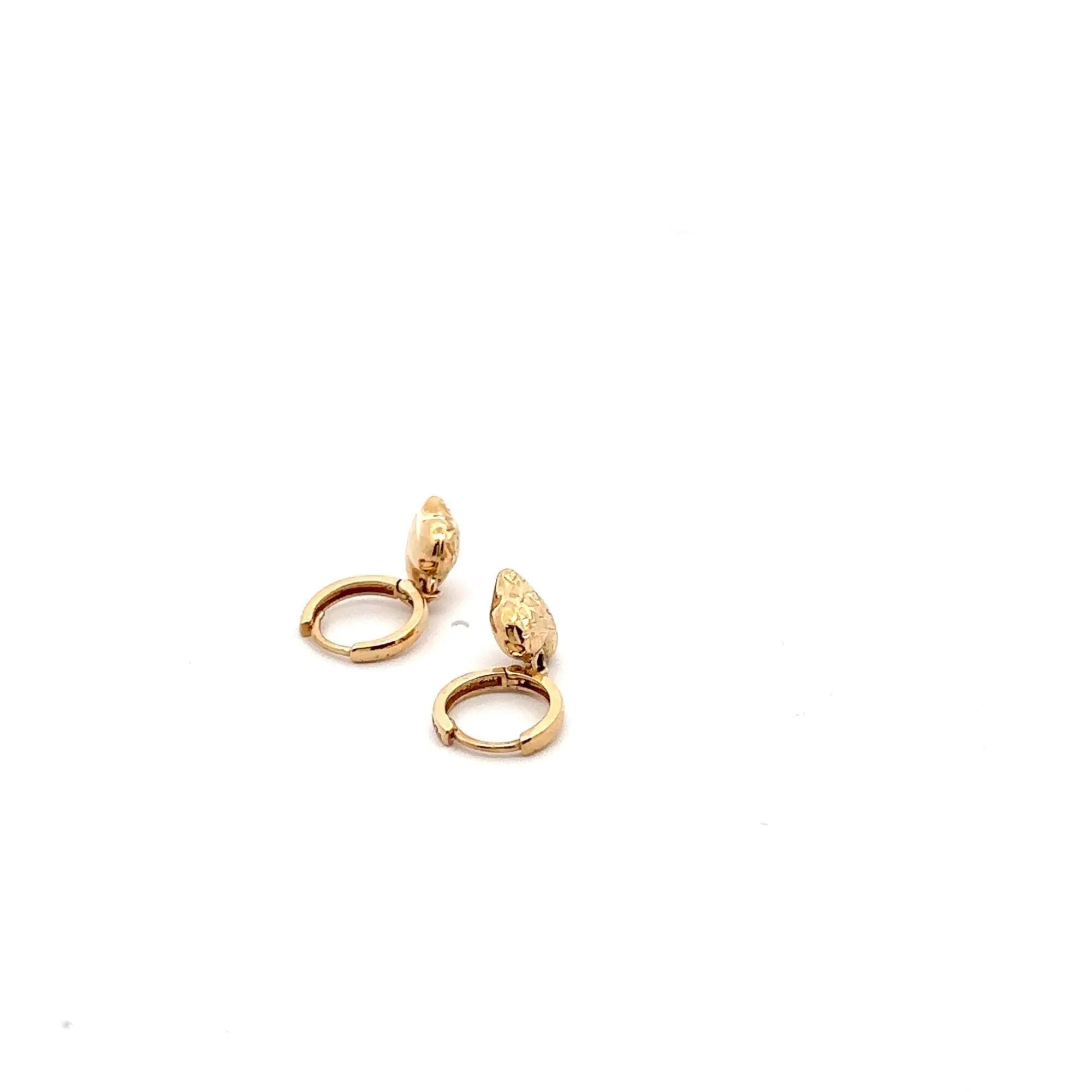 18K Gold Earrings Hoops Dangle Heart