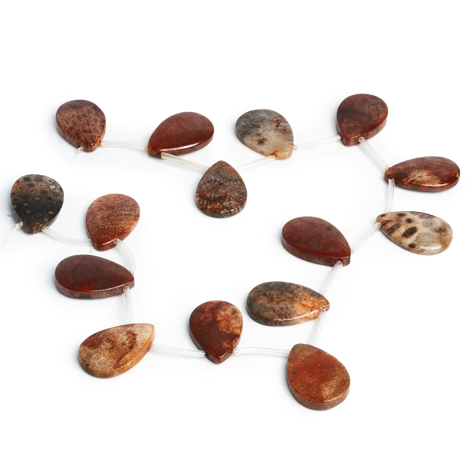 30x20mm Fossil Coral Plain Pears 16 inch 14 beads