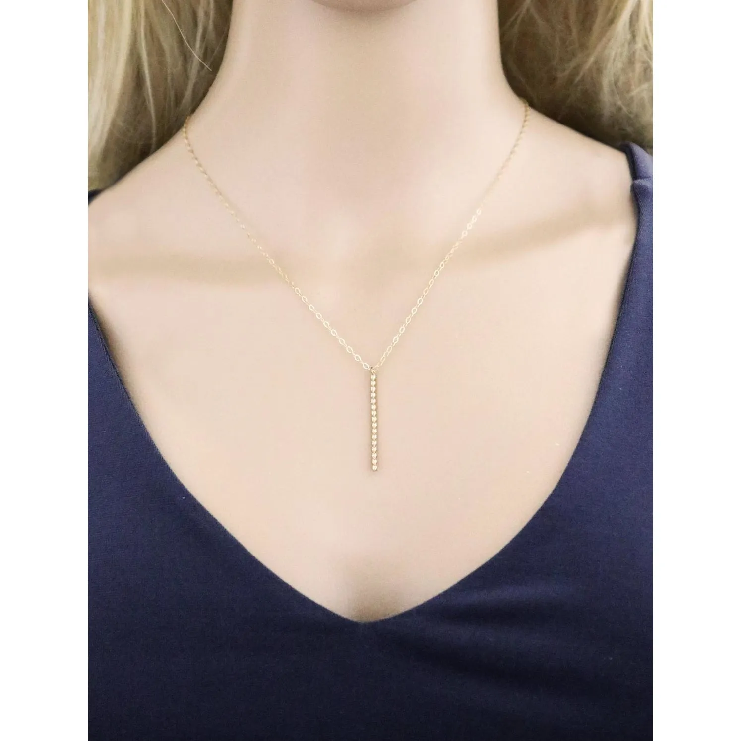 Accent Vertical Bar Beaded Necklace
