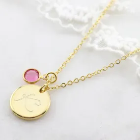 Amor Personalised Collection - Necklace Large Disc Birthstone Crystal