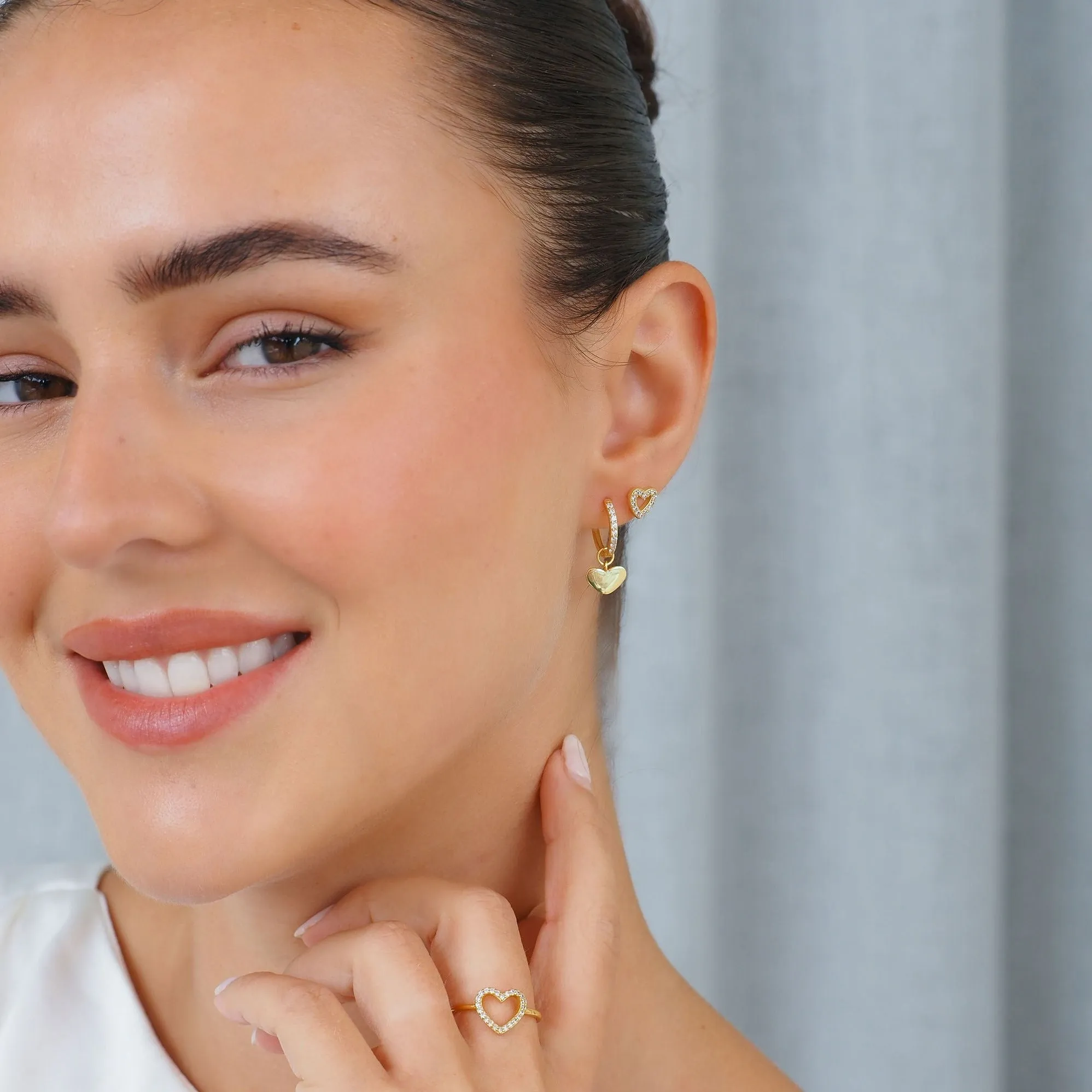 Amore Heart Hoop Earrings Gold