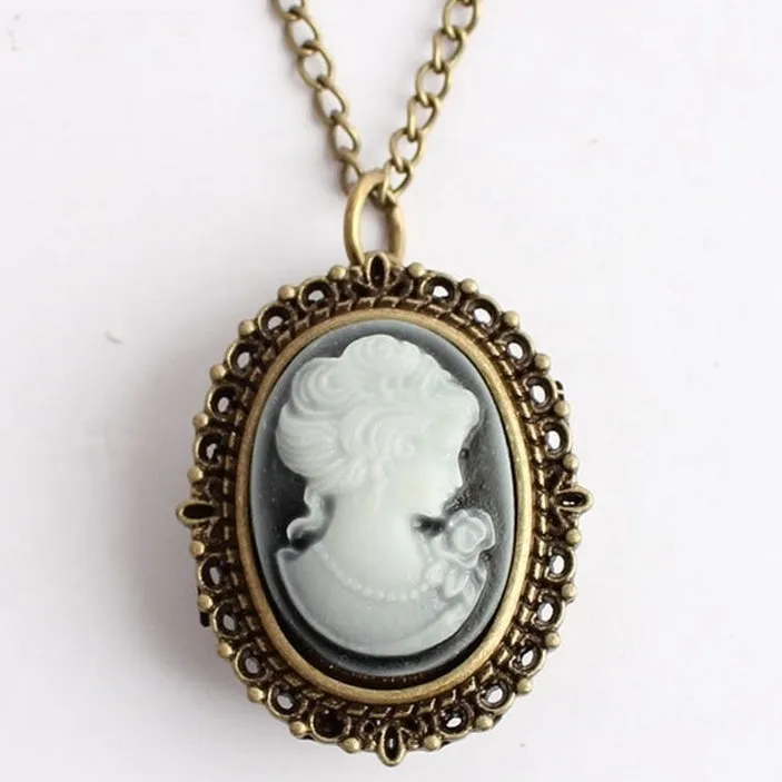 Antique Vintage Unisex Bronze White Beauty Lady Icon Pocket FOB Watch