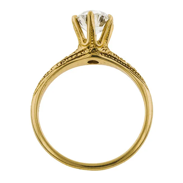 Art Deco Diamond Solitaire Engagement Ring, Old Euro 1.02ct
