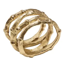 Bamboo Napkin Ring Gold Set Of 4