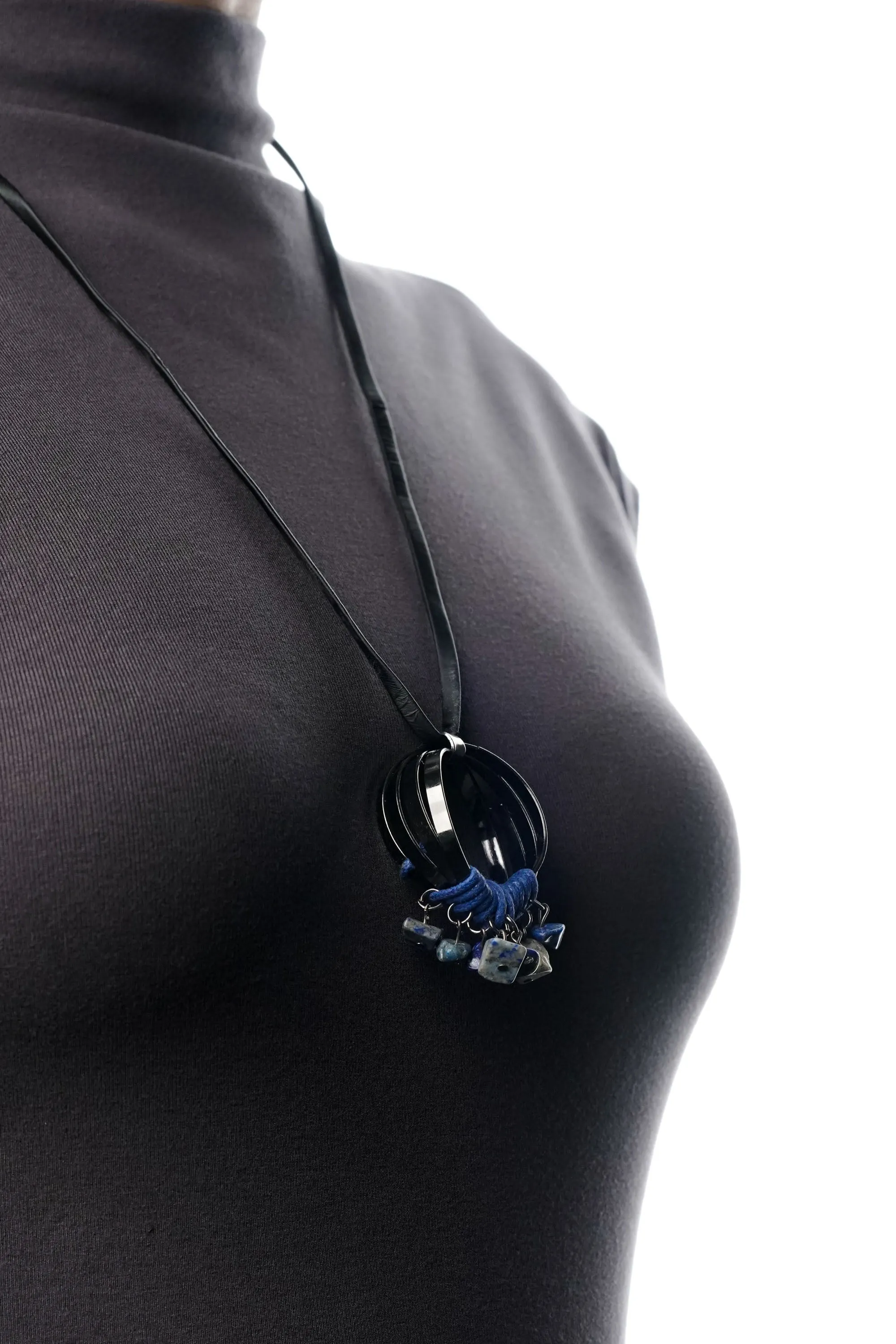 Blue Stone & Ring Necklace