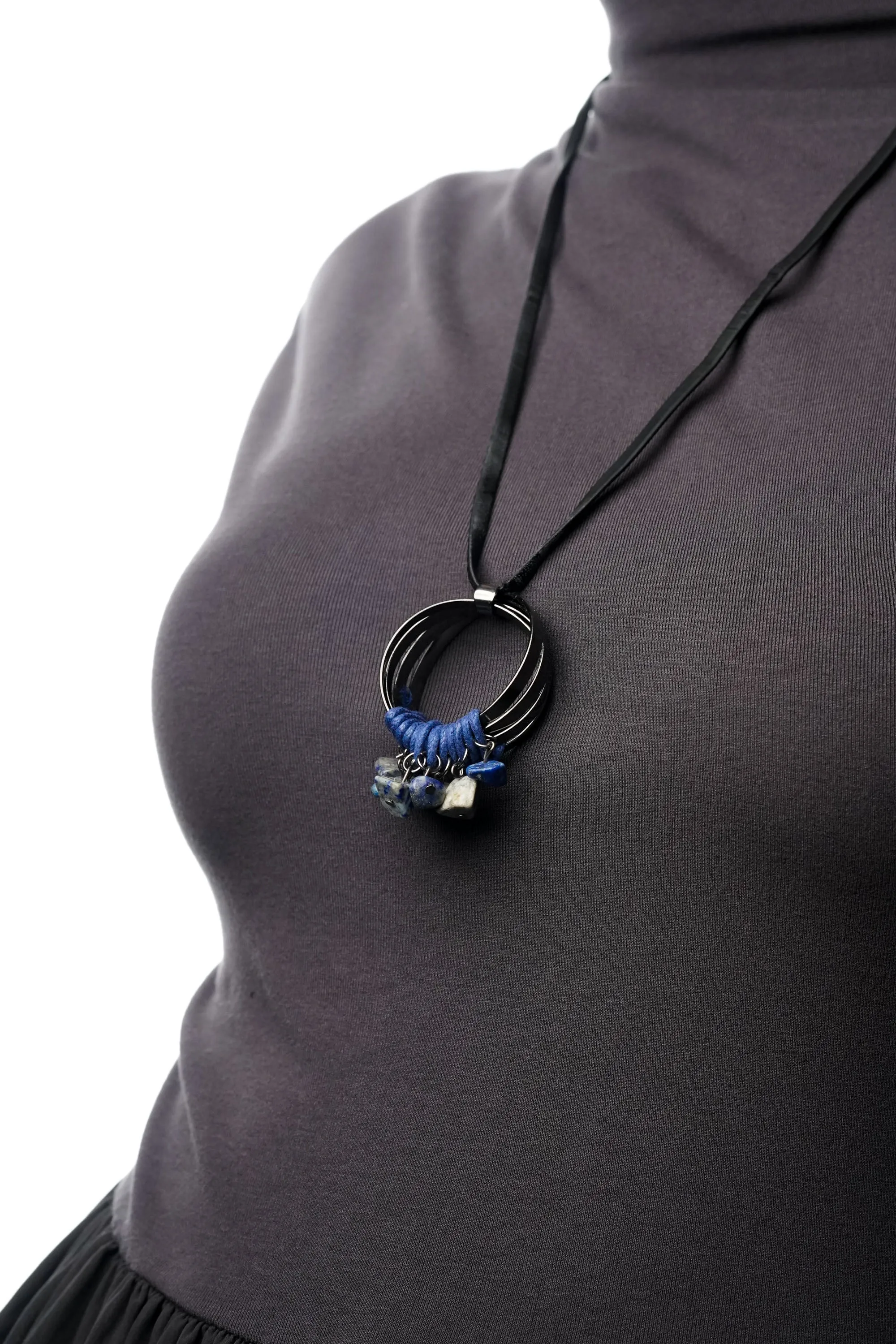 Blue Stone & Ring Necklace