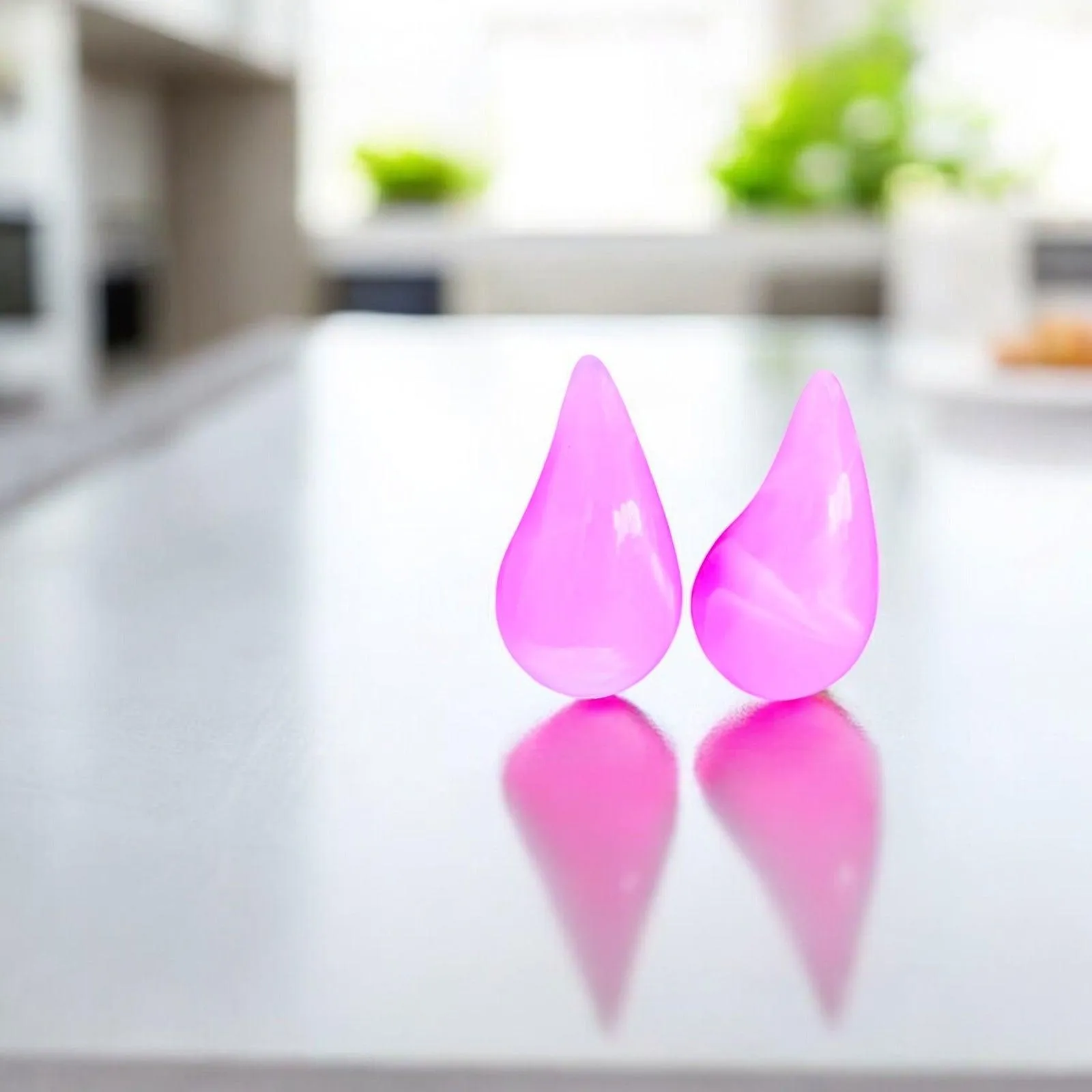 Bold Pink Teardrop Resin Earrings