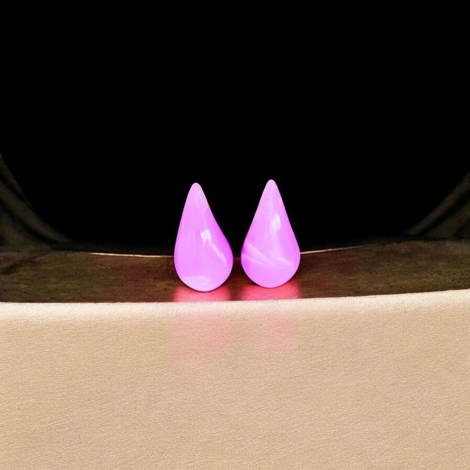 Bold Pink Teardrop Resin Earrings