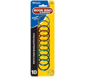 Book Rings 1" 10Ct Assorted Colors
