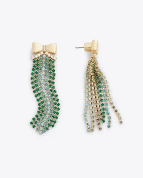 Bow Fringe Earrings in Ever Green