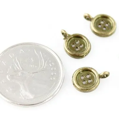 Button Charm - Antique Bronze