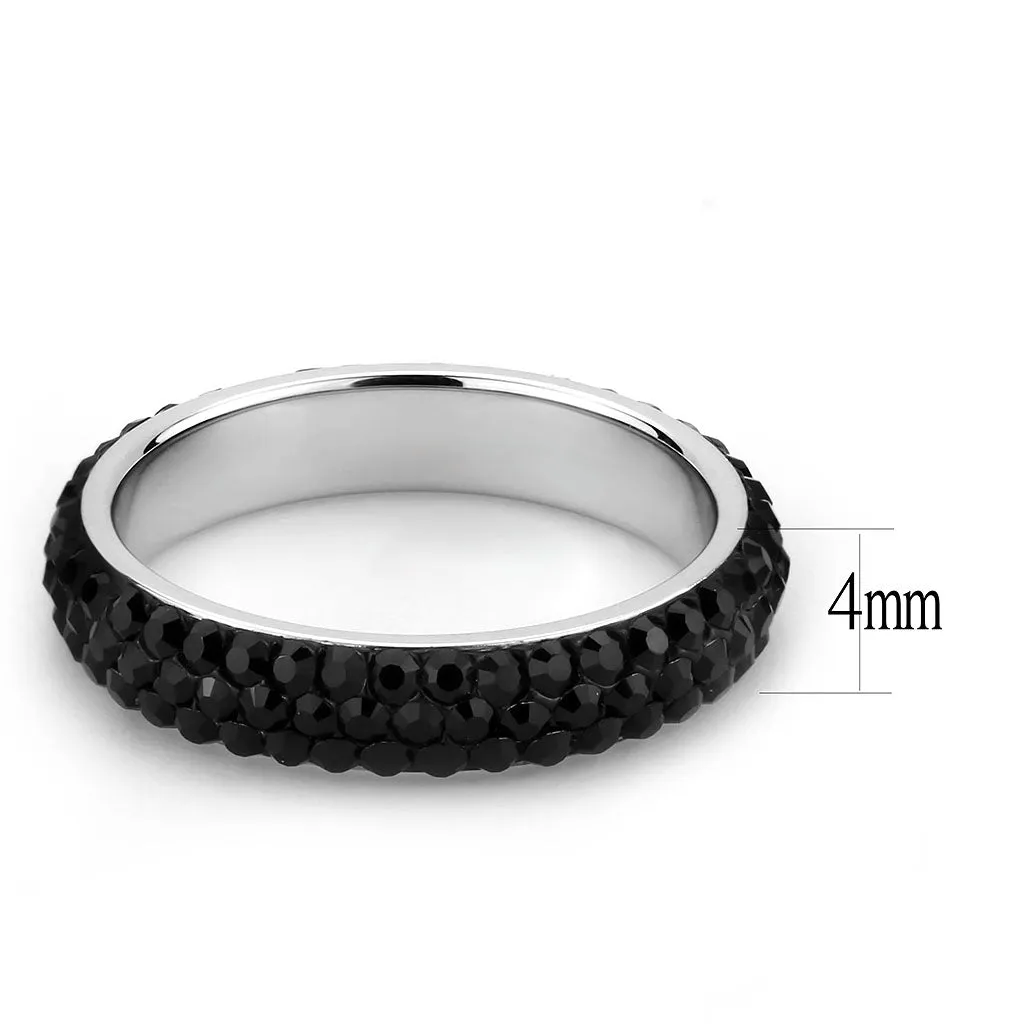 CJ3534 Wholesale Women's Stainless Steel Top Grade Crystal Jet Infinite Sparkle Ring