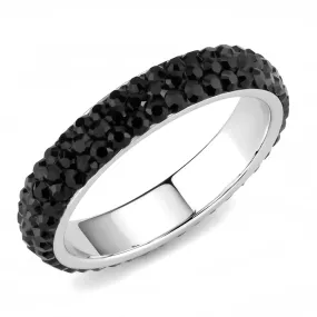 CJ3534 Wholesale Women's Stainless Steel Top Grade Crystal Jet Infinite Sparkle Ring