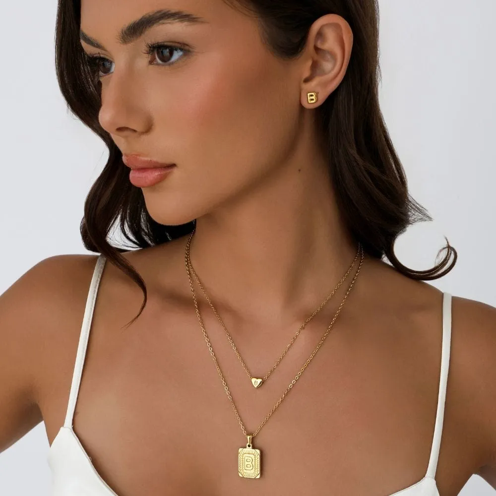 Dainty Heart Initial Necklace