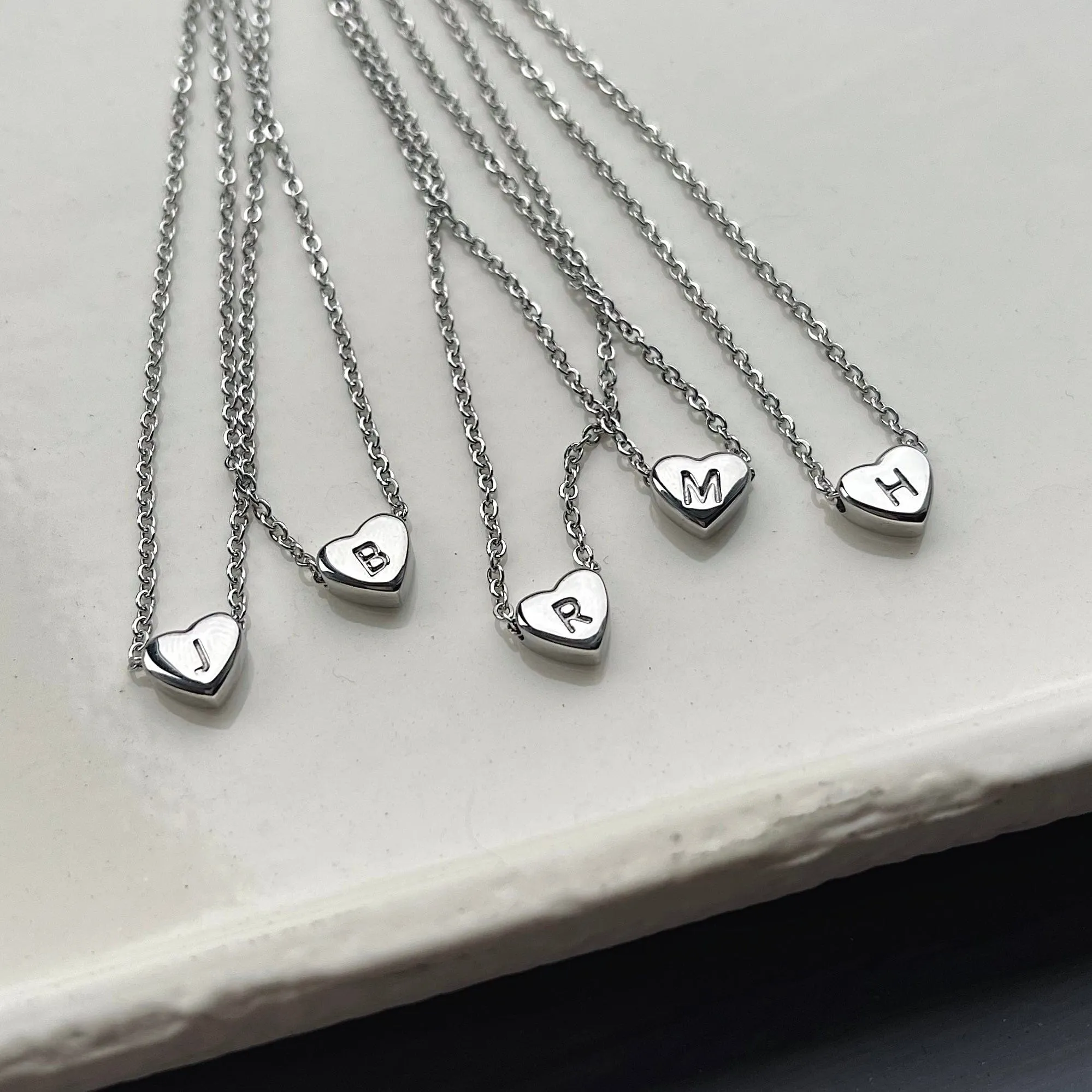 Dainty Heart Initial Necklace