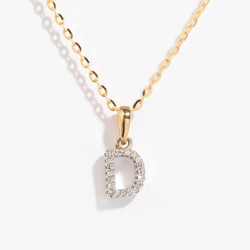 Diamond - D - Necklace | 9ct Gold