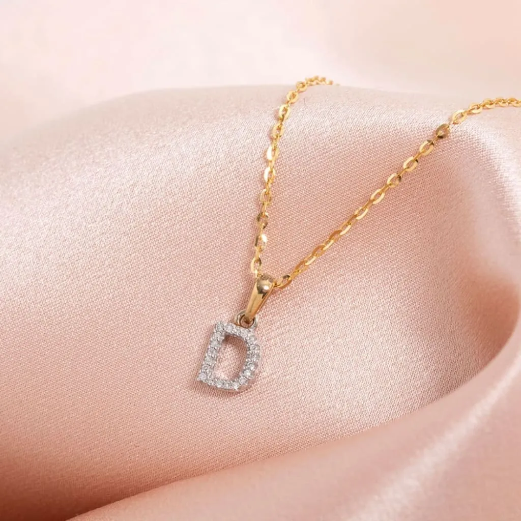 Diamond - D - Necklace | 9ct Gold