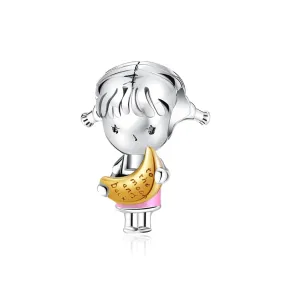Dreamy Girl with Golden Moon Charm