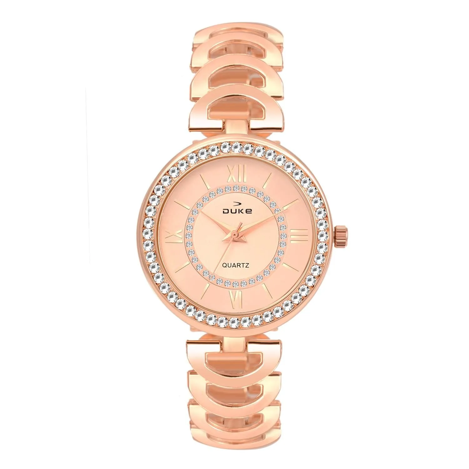 Duke Formal Analogue Women Watch Rose Gold Dial Rose Gold Colored Strap (DK7005RW02C)
