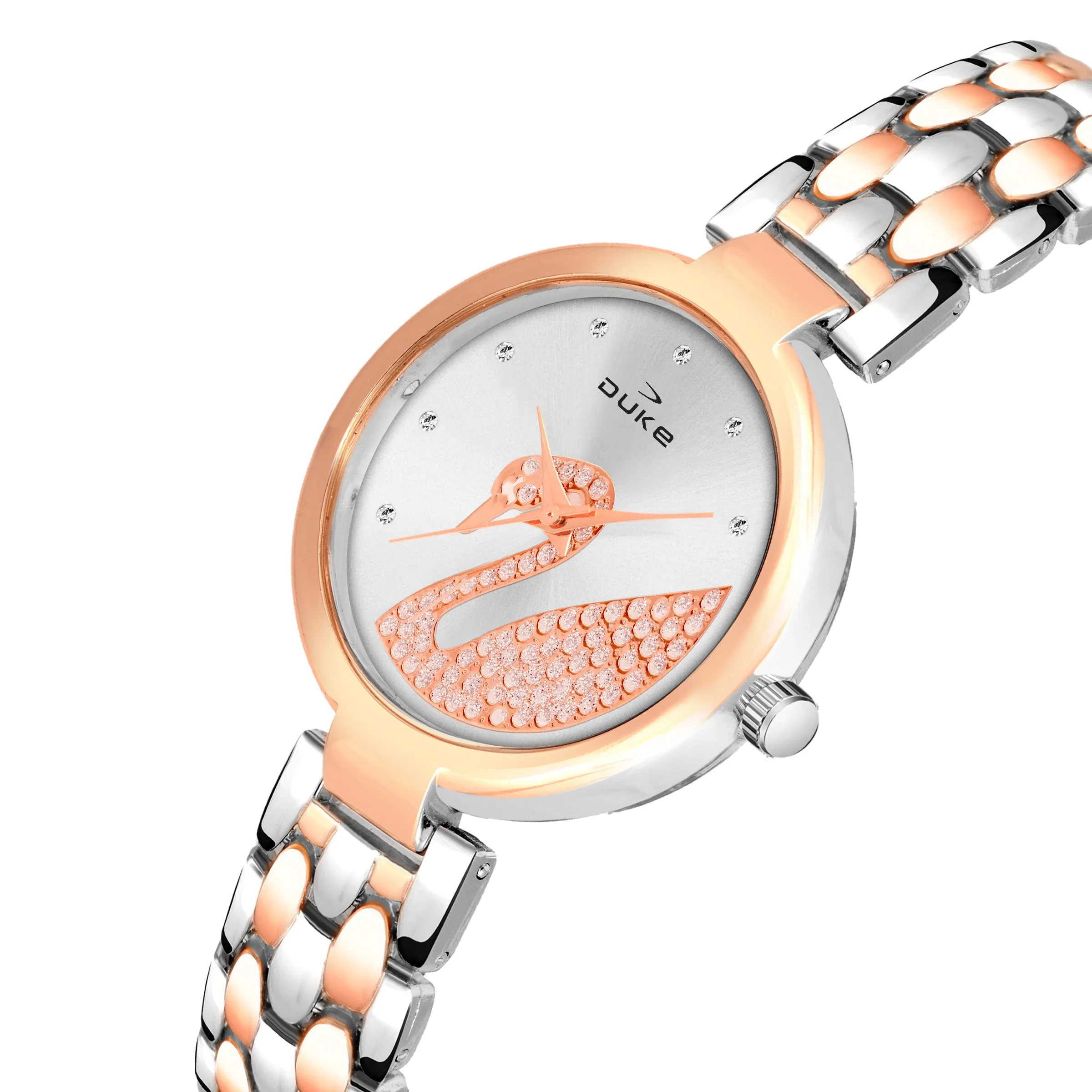 Duke Women Metal Strap Analog Silver Wrist Watch (DK7010RW02C)