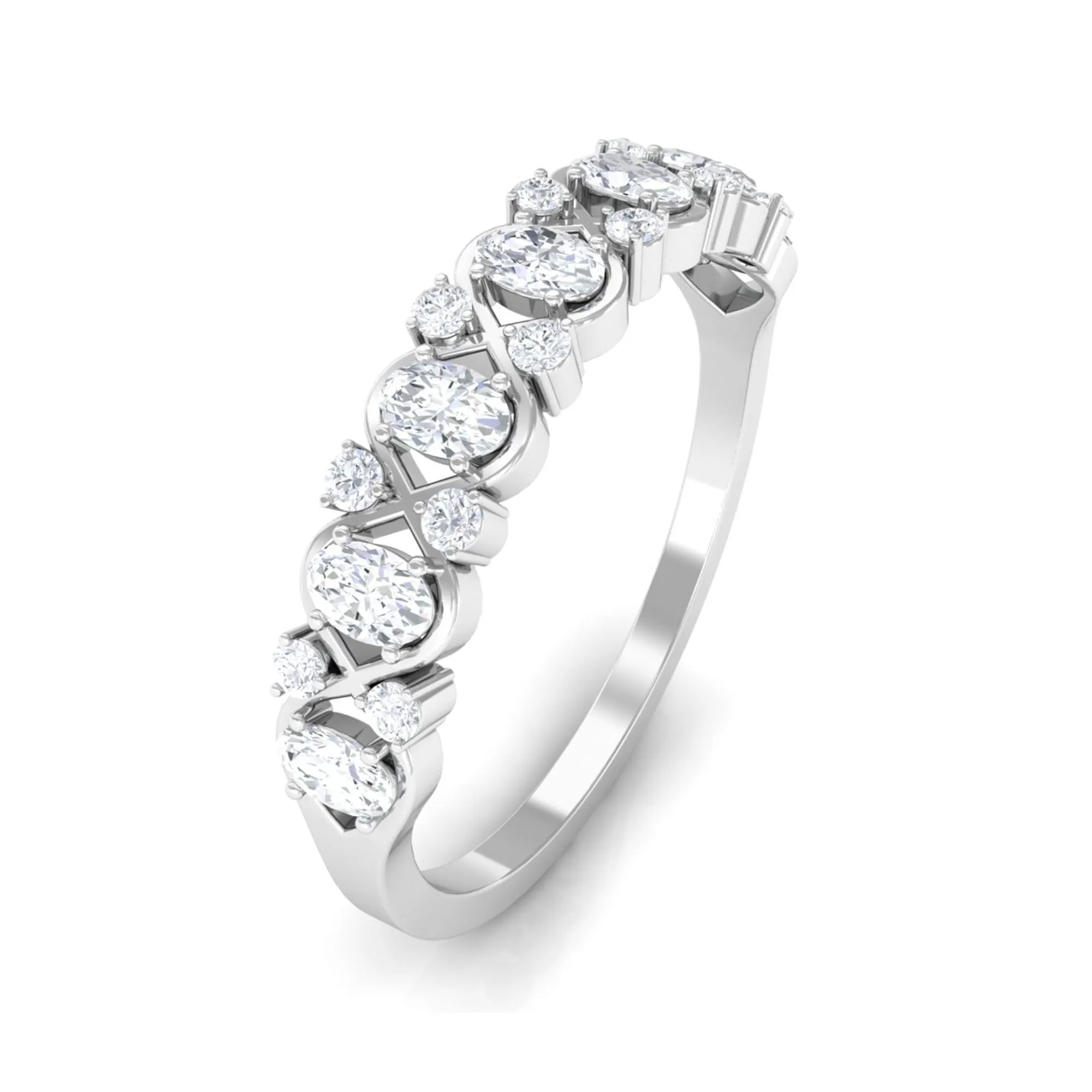 Elegant Oval Moissanite Half Eternity Ring