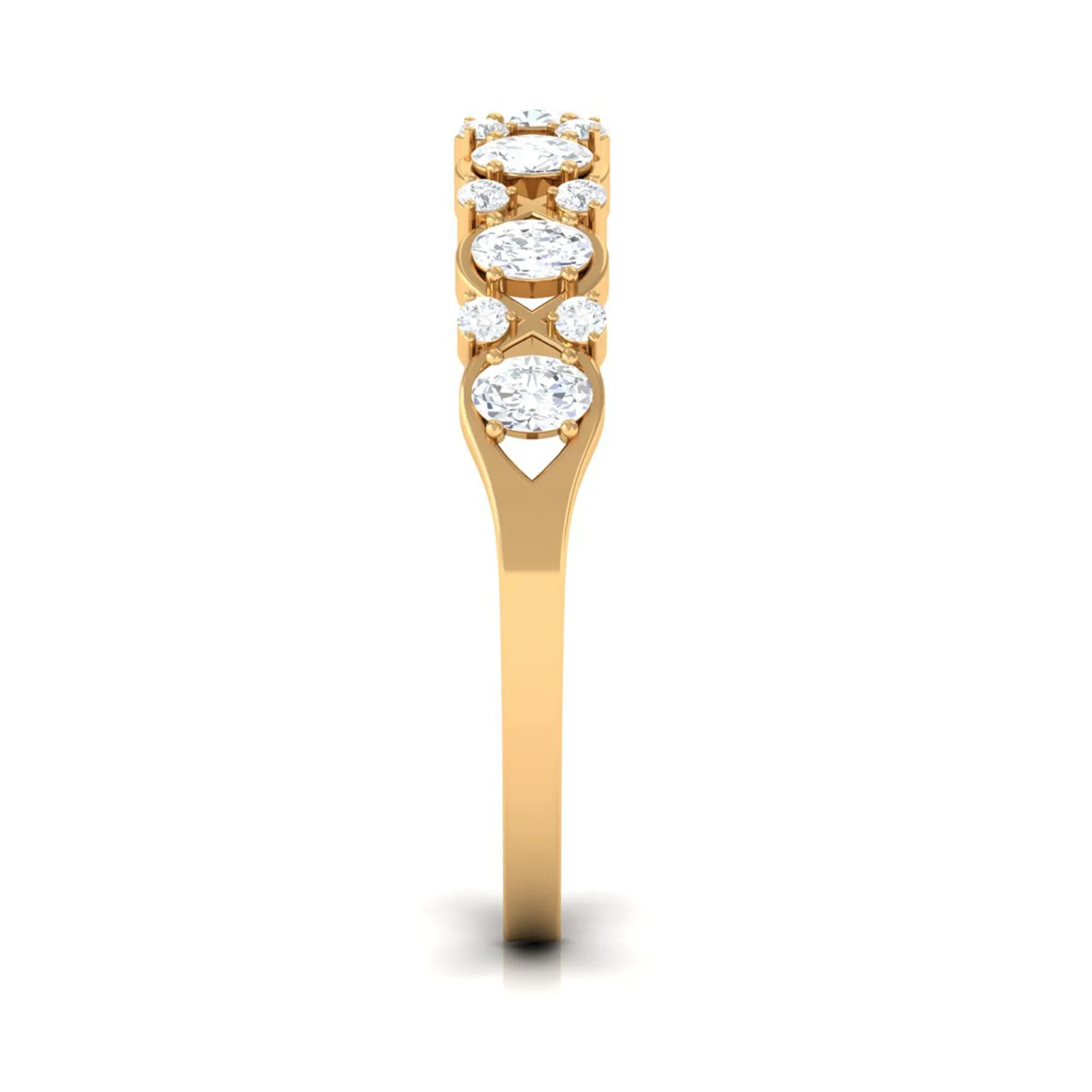 Elegant Oval Moissanite Half Eternity Ring