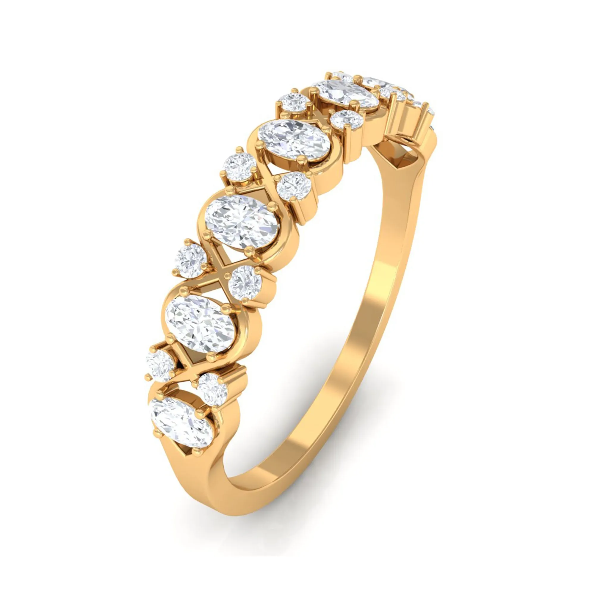 Elegant Oval Moissanite Half Eternity Ring