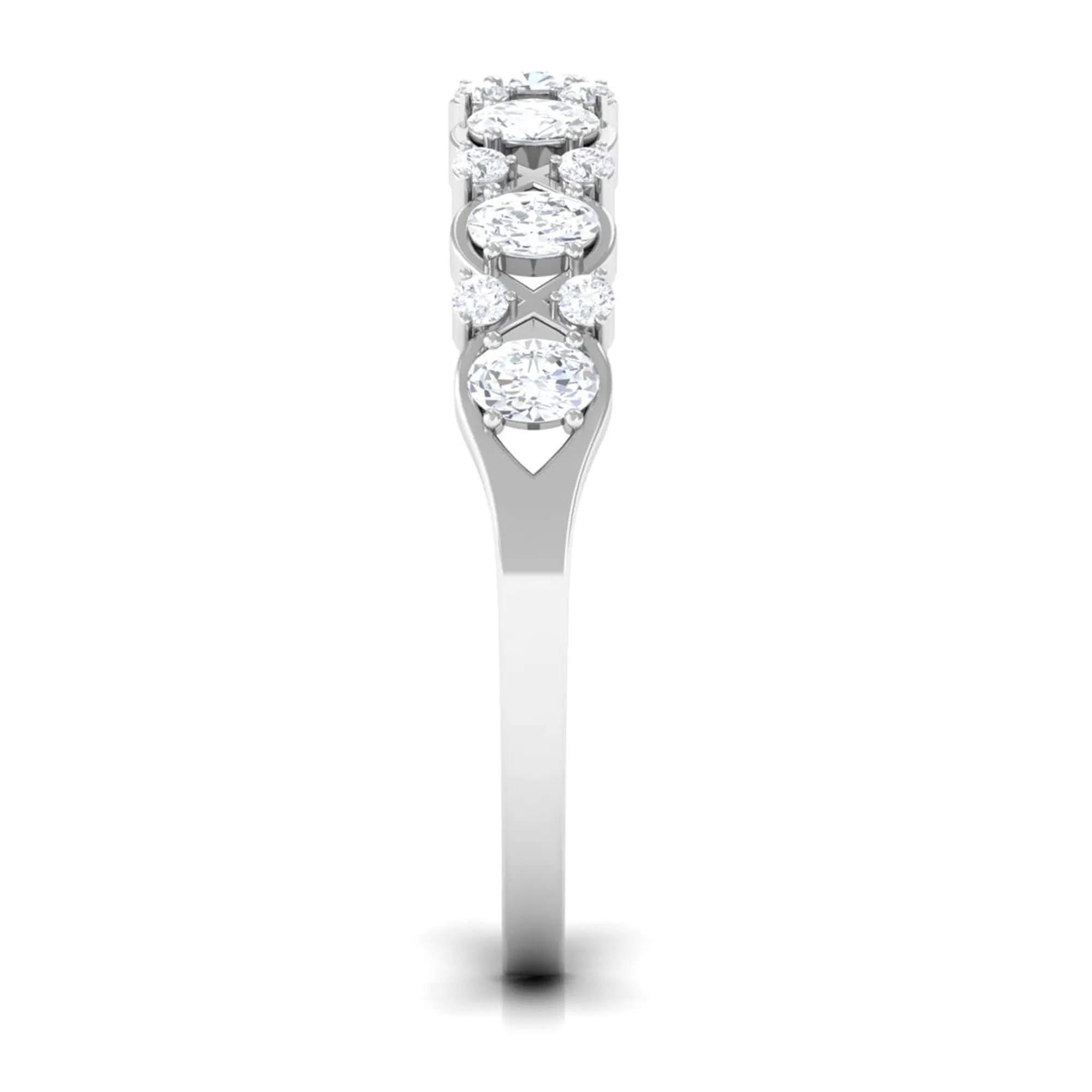 Elegant Oval Moissanite Half Eternity Ring
