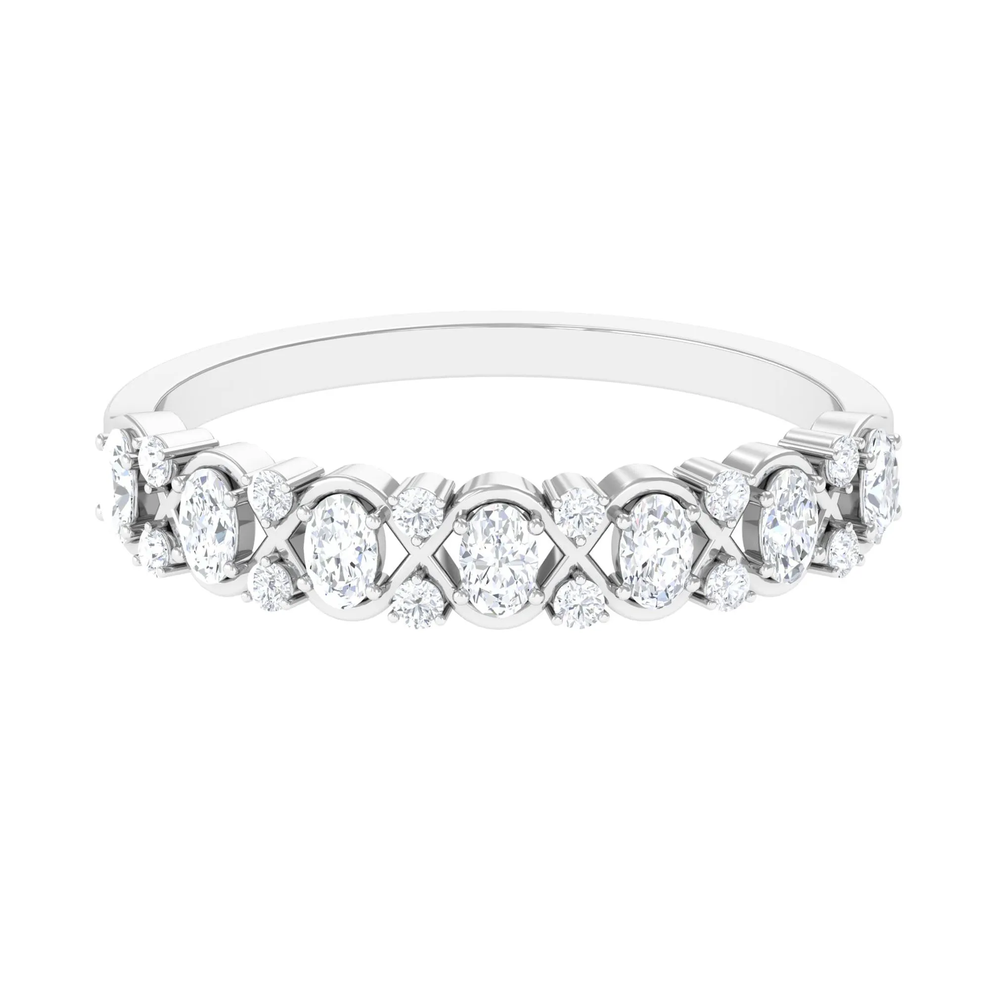 Elegant Oval Moissanite Half Eternity Ring