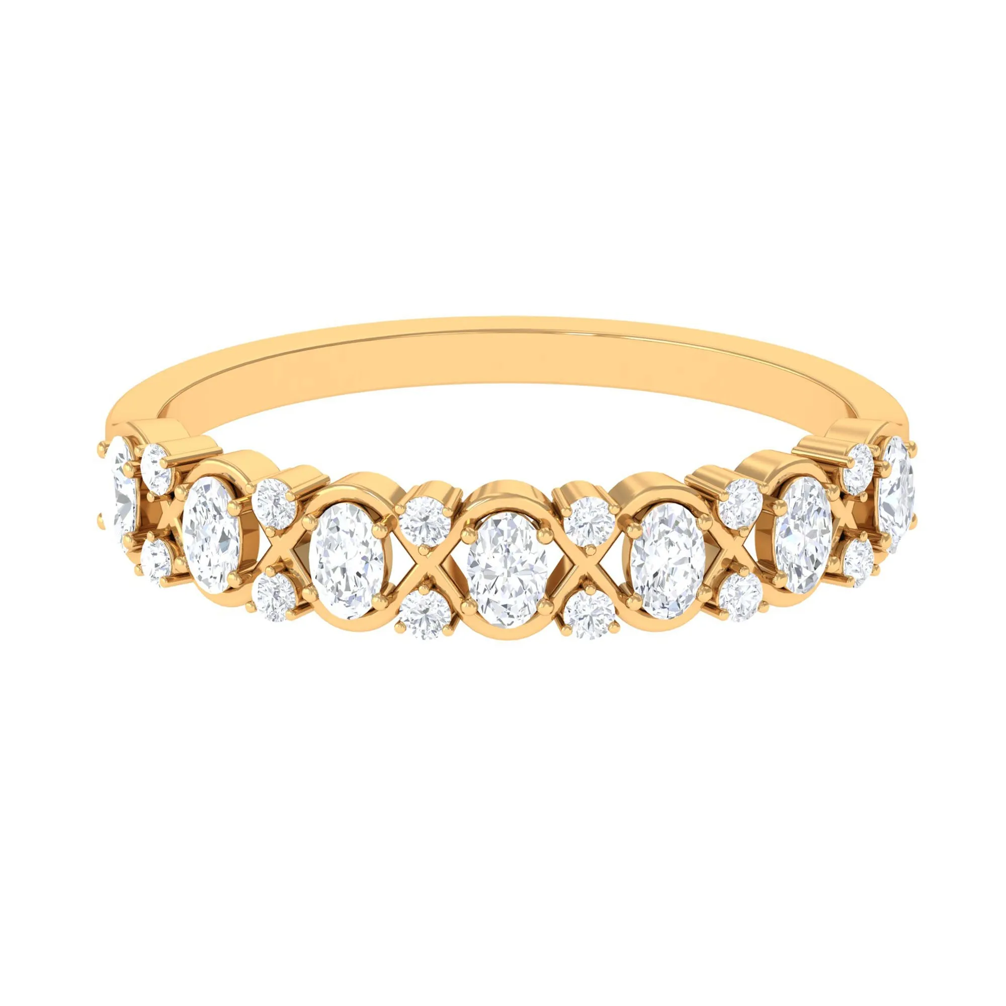 Elegant Oval Moissanite Half Eternity Ring