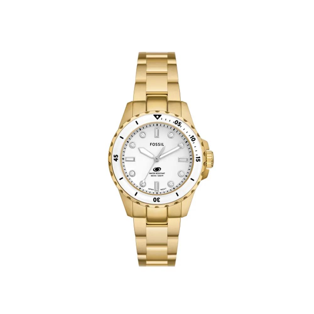 Fossil Blue Dive Three-Hand Gold-Tone Stainless Steel Watch