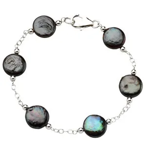 Freshwater Cultured Coin Pearl Station Bracelet