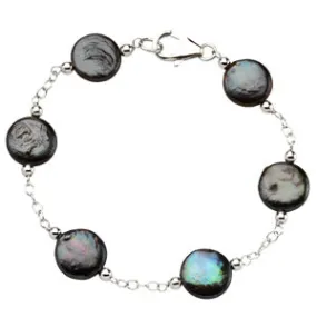 Freshwater Cultured Coin Pearl Station Bracelet