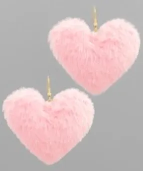 FUZZY HEART EARRINGS