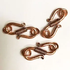 Genuine Copper S-Clasp Wrapped Wire Design 24mm 3 Sets GC-310