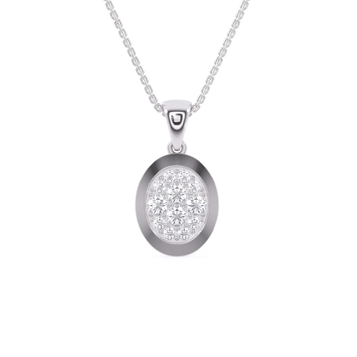 Gleaming Bezel Oval Diamond Pendant