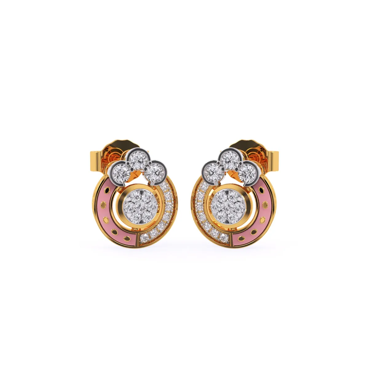Gleaming Diamond Cluster Studs Earrings