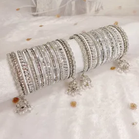 Gleaming Silver Bangle stack